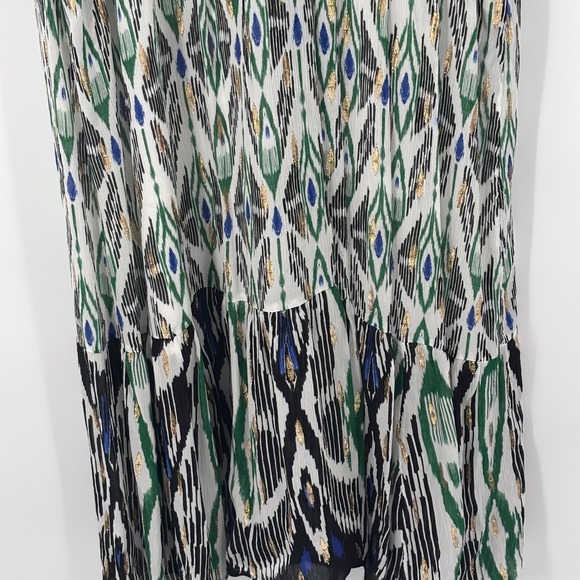 Chico's Maxi Dress Metallic Womens 3X Plus Aztec Midi Long Sleeve V-Neck - Picture 5 of 11